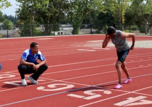 Chambers and Hannah practicing running.