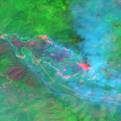 Scientists are using satellites to help map wildfire perimeters and hotspots, like with this image of the Jack Fire in Oregon.