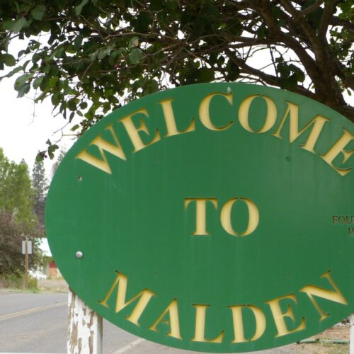 A welcome sign to Malden, WA. Founded in 1906. CREDIT: ALEC COWAN / KUOW