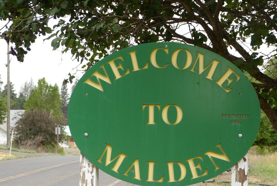 A welcome sign to Malden, WA. Founded in 1906. CREDIT: ALEC COWAN / KUOW