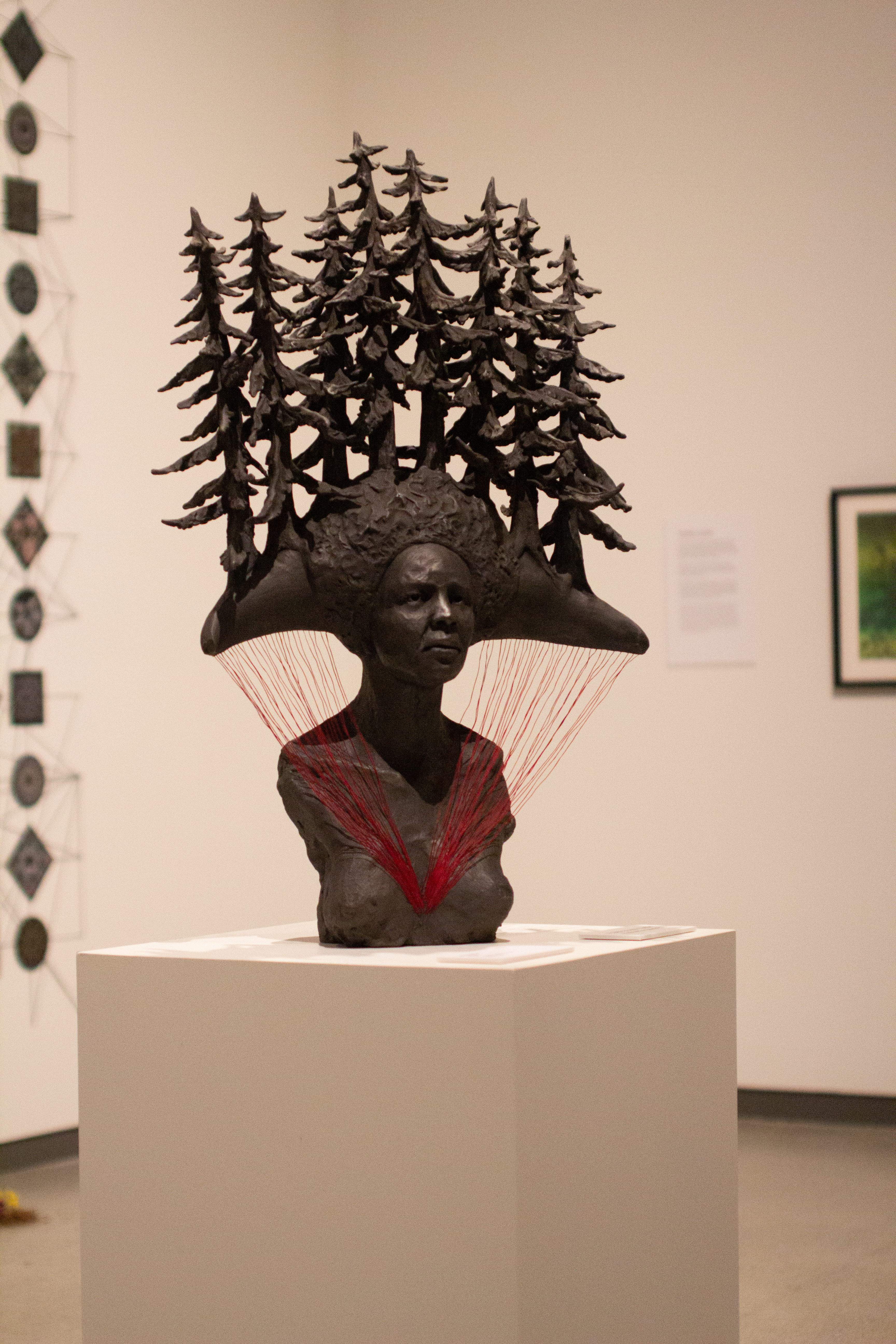 Aisha Harrison’s sculpture, “Ancestor I” is displayed at the Jordan Schnitzer Museum of Art on the Washington State University Campus.