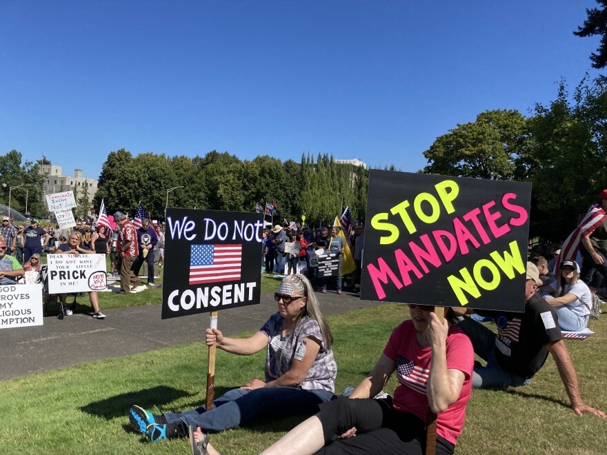 People opposed to vaccine mandates protested at the Washington State Capitol in Olympia on multiple weekends during September.