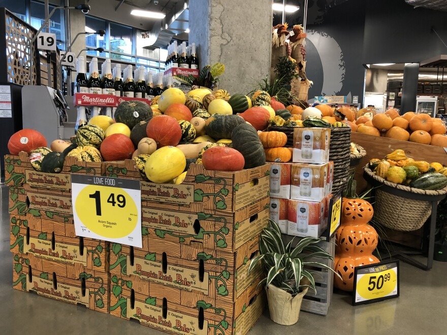 A gourd display at a QFC store in Western Washington.
