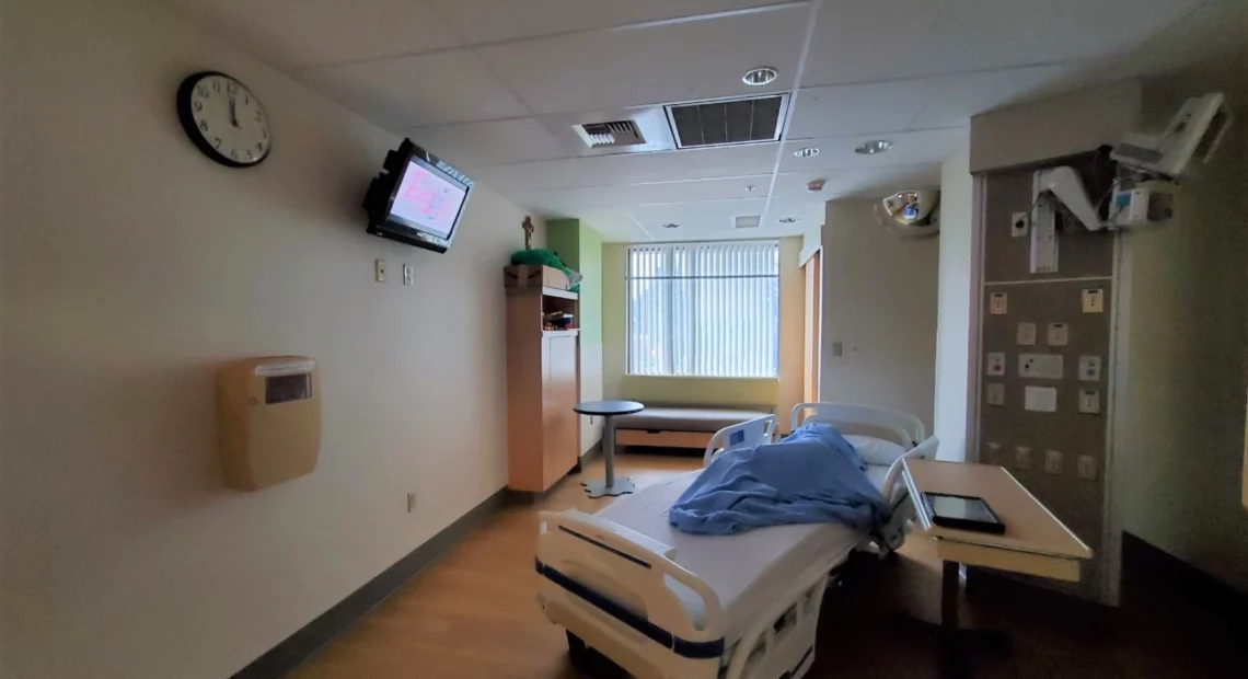 This hospital room at Providence Regional Medical Center in Everett is where an autistic, non-verbal 13-year-old named Matthew is living while the state of Washington tries to find a community placement for him. He's been there since late September following a crisis in his group home. Advocates say Matthew's case is indicative of a growing problem of high-needs youth getting stuck in hospitals after they've been cleared for discharge.