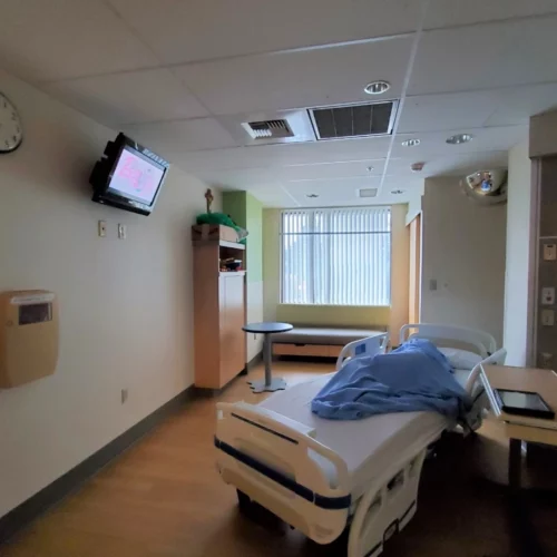 This hospital room at Providence Regional Medical Center in Everett is where an autistic, non-verbal 13-year-old named Matthew is living while the state of Washington tries to find a community placement for him. He's been there since late September following a crisis in his group home. Advocates say Matthew's case is indicative of a growing problem of high-needs youth getting stuck in hospitals after they've been cleared for discharge.