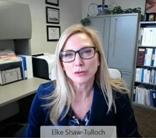 Screenshot of Elke Shaw-Tulloch from the February 1 press meeting.