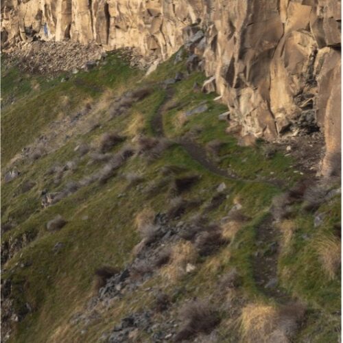 Photo of Palouse Falls in WA, looking into canyon