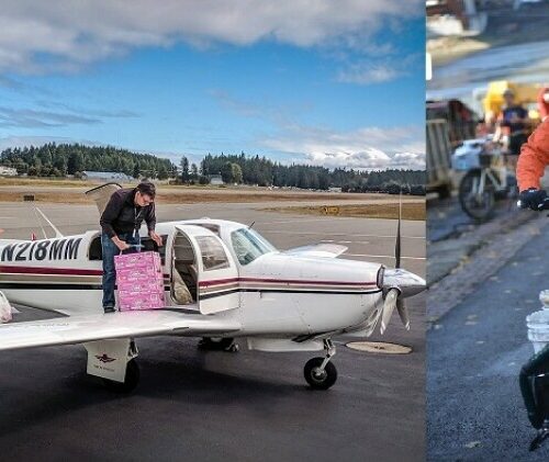 Private pilots and cyclists will separately take to the air and the streets this month to practice delivering relief supplies after a catastrophic earthquake.