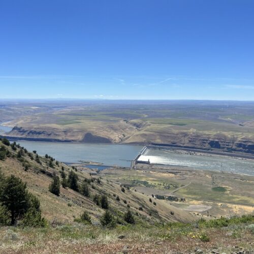 A view from the edge of the cliff where the Goldendale Energy Storage Project could be built. An underground tunnel would carry water from a upper reservoir to a reservoir down below.