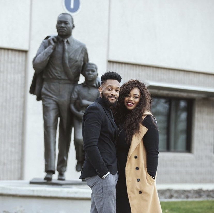 MLK jr Statue and a BIPOC couple