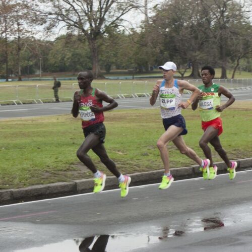 Portland marathoner Galen Rupp in this file photo runs his way to a bronze medal at the 2016 Olympic Games in Rio de Janeiro. He's hoping for similar success in Eugene this year.