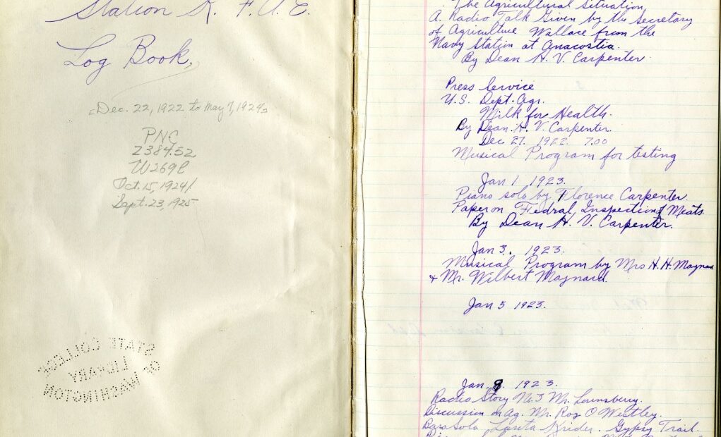 Notebook from 1920s of NWPB Radio