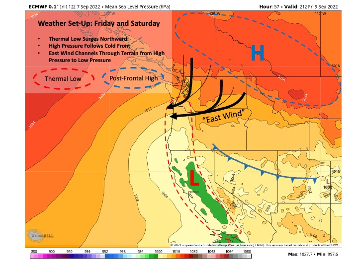 Mapping provided by the Washington Department of Natural Resources shows the weather patterns predicted this weekend, that could lead to wildfires on the west side of the state.