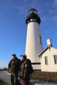 Yaquina Head acting site manager Chris Papen and acting chief ranger Katherine Fuller