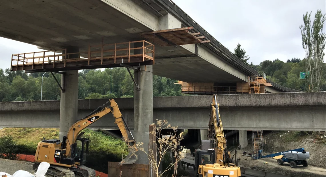 WSDOT contractors seismically retrofitted a bridge at the I-405/I-5 interchange in Tukwila, Washington, in 2019.