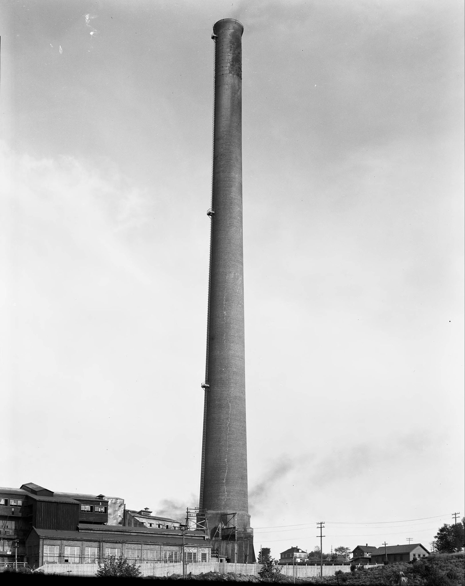 The smokestack in 1935, photo courtesy of the Tacoma Public Library.