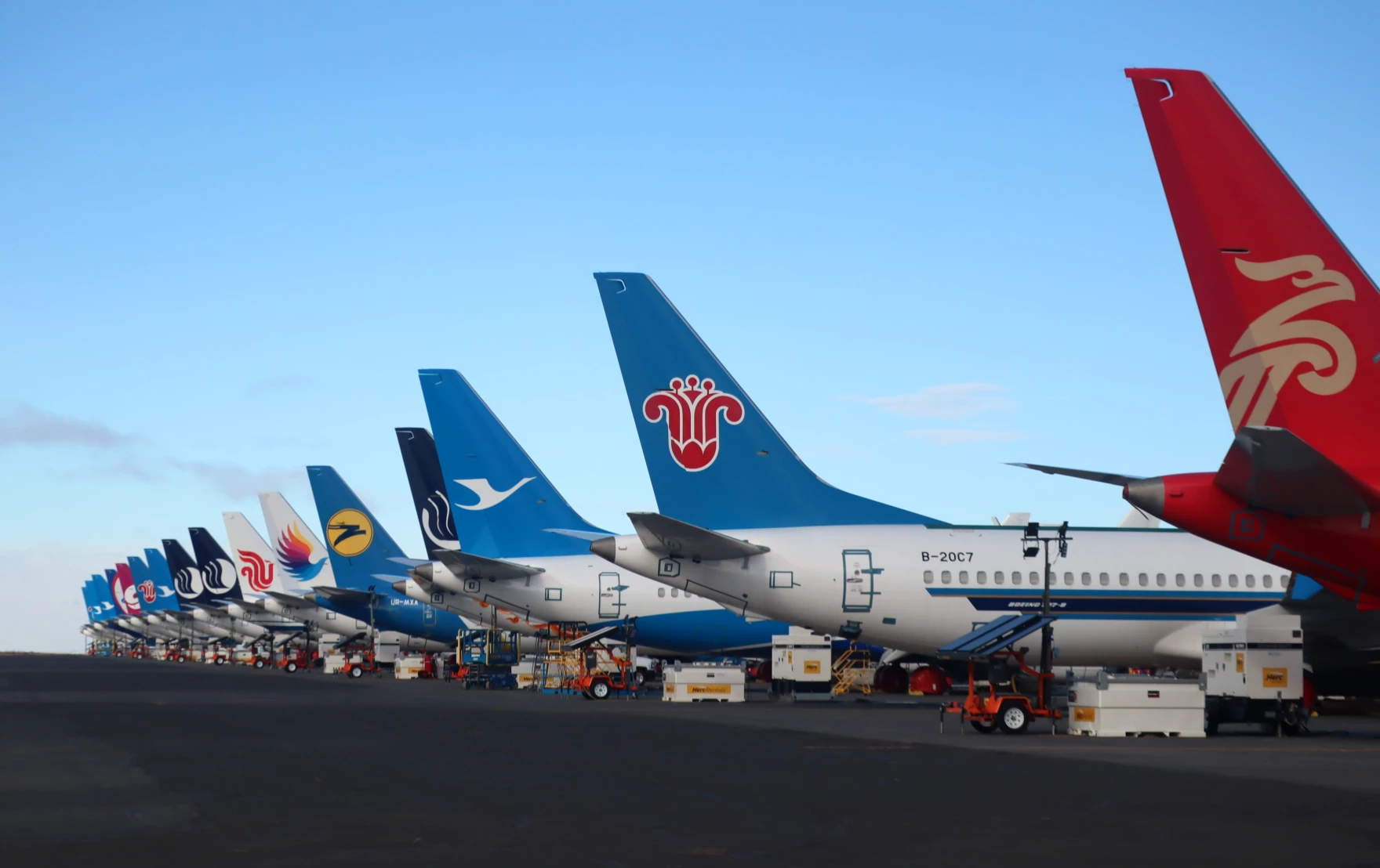 Boeing continues to store large numbers of undelivered 737 MAX jets at Grant County International Airport in Moses Lake.