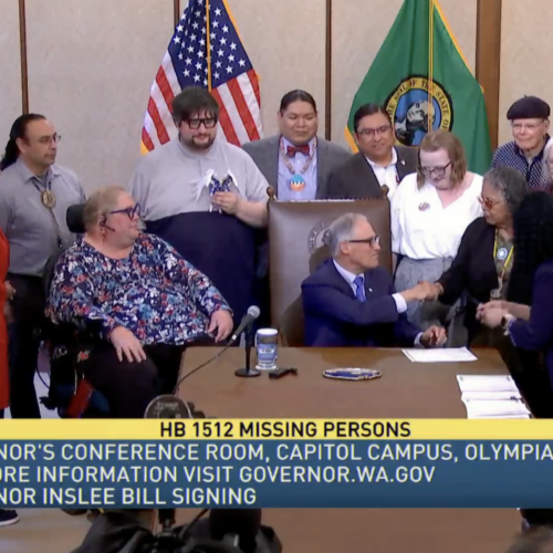 Washington Governor Jay Inslee signed House Bill 1512 into law on Monday, May 1 as supporters and bill sponsors looked on.