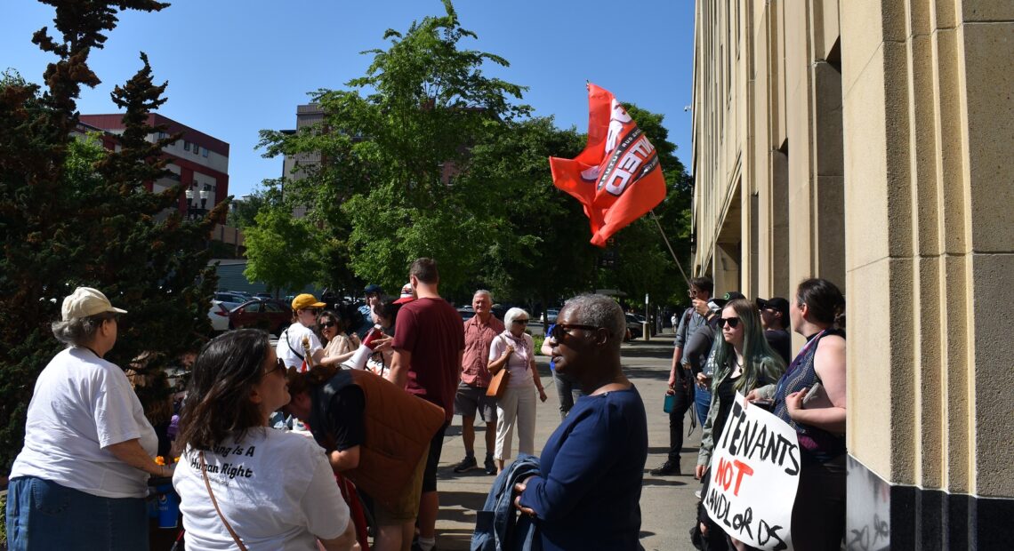 Supporters of the tenant bill of rights in Tacoma.