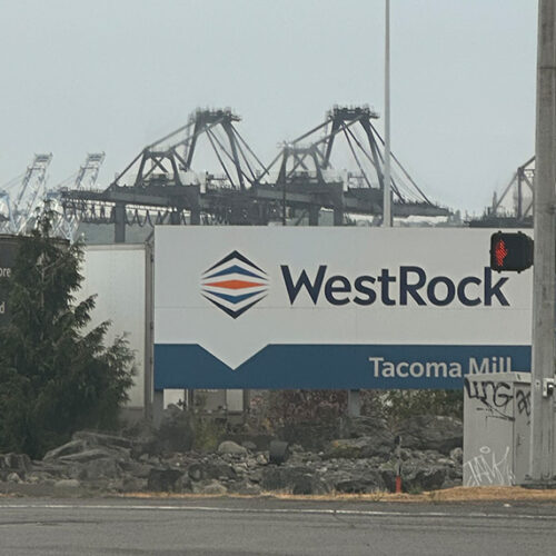 About 400 workers could be displaced from the WestRock Paper Mill in Tacoma when it closes next month. (Credit: Lauren Gallup/NWPB)