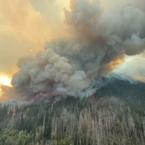 Smoke plume from Delabarre Fire on Sept. 16, 2023. (Courtesy: InciWeb)