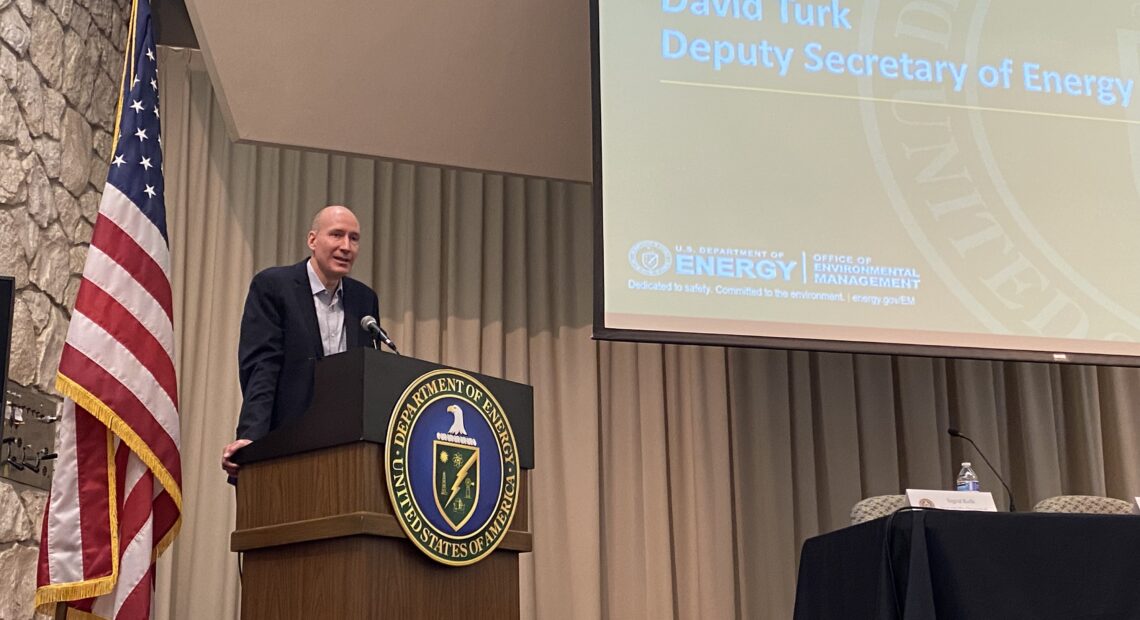 David Turk, federal Deputy Secretary of Energy, speaks to about 100 people during an informational meeting about potential clean energy development at Hanford.