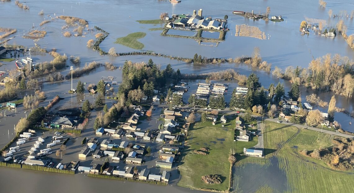 Nooksack River flooding, Nov. 2021. // Courtesy of Brandon Parsons, with aerial support by LightHawk