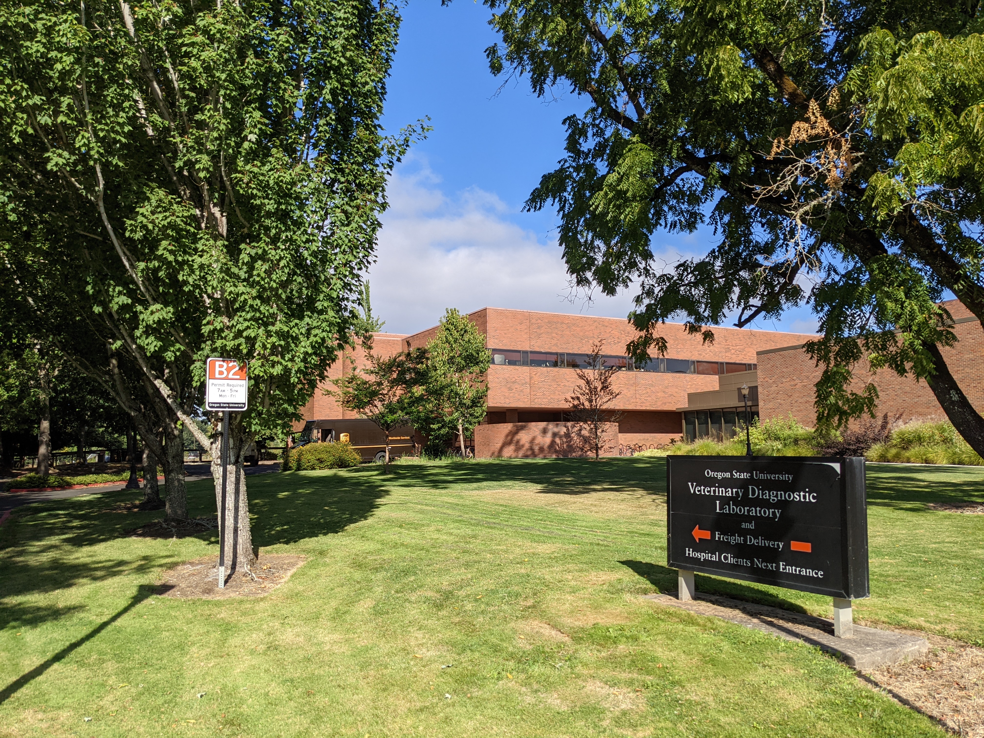 The Oregon Veterinary Diagnostic Laboratory is housed in Magruder Hall on the Oregon State University campus in Corvallis, Oregon.