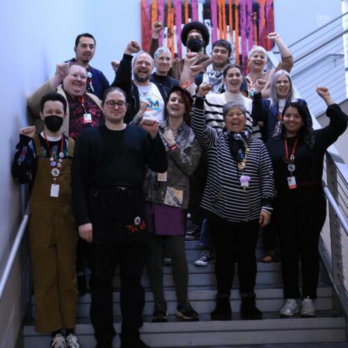 Members of TAMWU celebrating after the announcement that workers unanimously voted for unionizing. (Credit: Gillian Fulford, AFSCME Council 28 / WFSE)