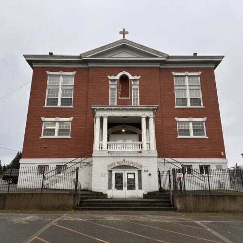 The old Holy Rosary school building in Tacoma is serving as an emergency shelter space for a third winter. (Credit: Lauren Gallup / NWPB)