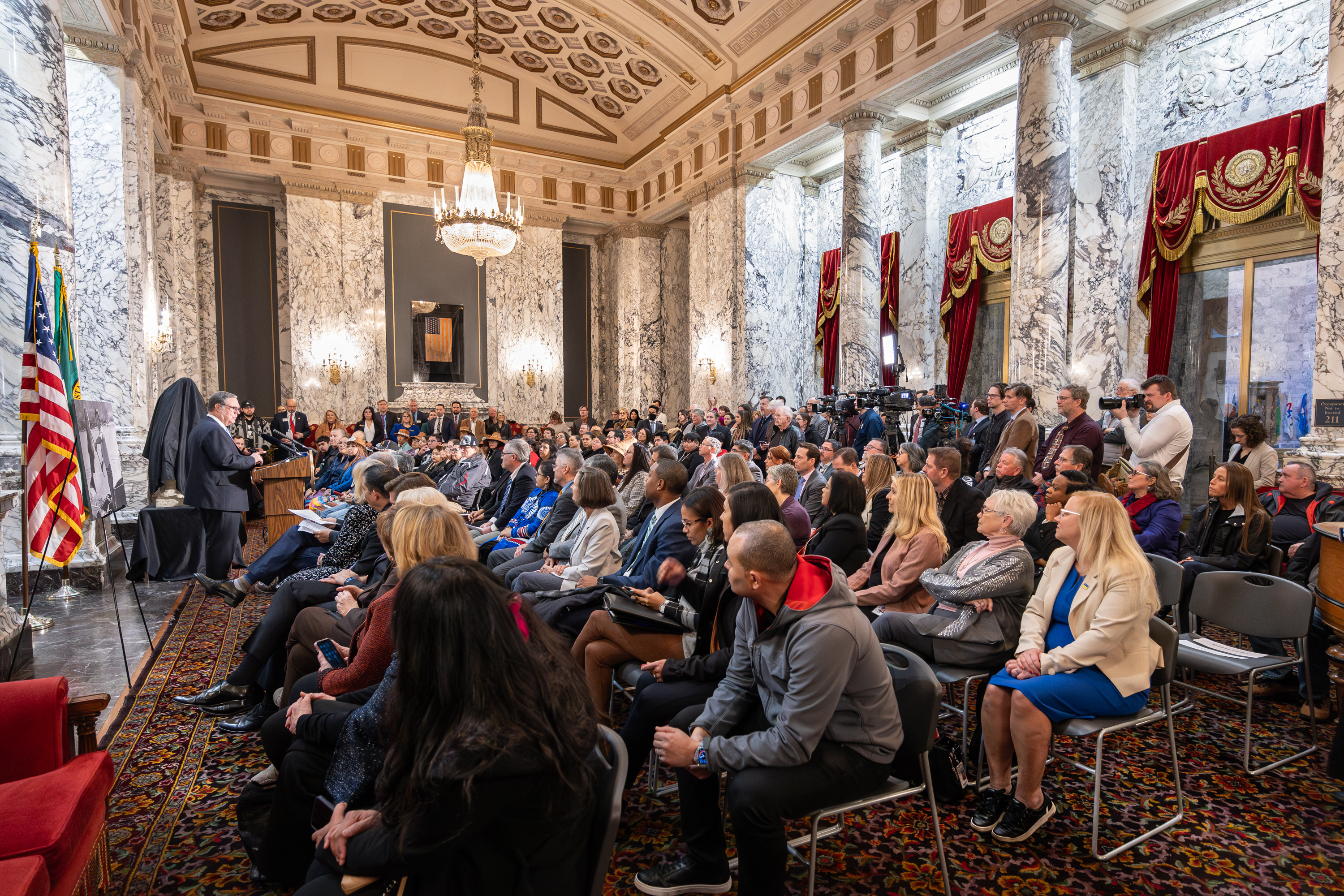Many turned out to the State Reception Room at the Washington State Capitol for the unveiling, Jan. 10. 2024. (COURTESY: WA Leg Photography)
