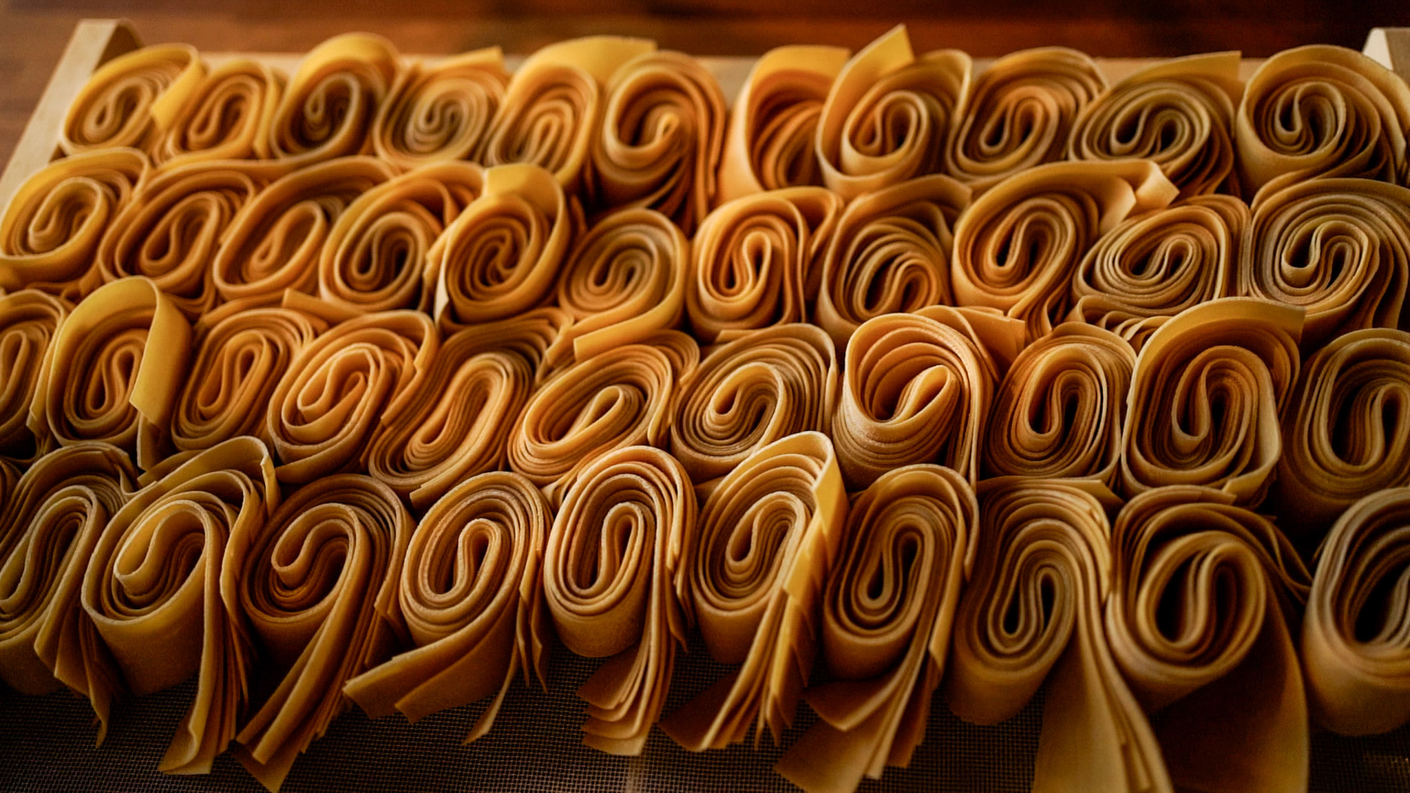 Spools of pappardelle are rolled out, cut and nested for the night’s patrons at Bar Bacetto, in Waitsburg, Washington. 