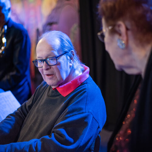 Stevie Haberman plays piano with singer Mary Lou Gnoza and Gary Danielson.