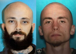 Mugshots of two men are shown.