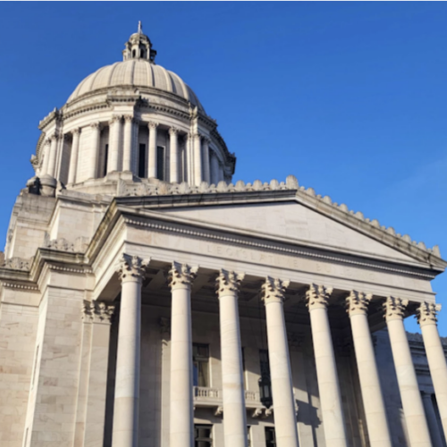 The Washington Legislative Building seen on March 7, 2024, the final day of this year's legislative session. (Credit: Jeanie Lindsay / Northwest News Network)