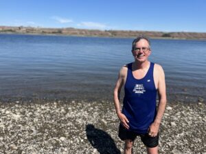 For the past 25 years, Greg Patton has spent at least a few moments each month jumping in the Columbia River. (Credit: Courtney Flatt / Northwest News Network)