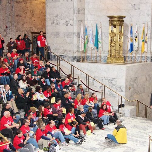 Gov. Jay Inslee spoke at the AIDS Action & Awareness Day rally in Olympia on March 15, 2013. (Credit: Gov. Jay Inslee / Flickr)