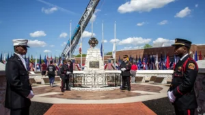 Honor guards stand watch at the National Firefighters Memorial Weekend
