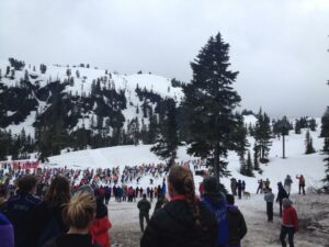 Cross country skiers line up at the start of the 2014 Ski to Sea race. (Credit: Courtney Flatt / Northwest News Network)